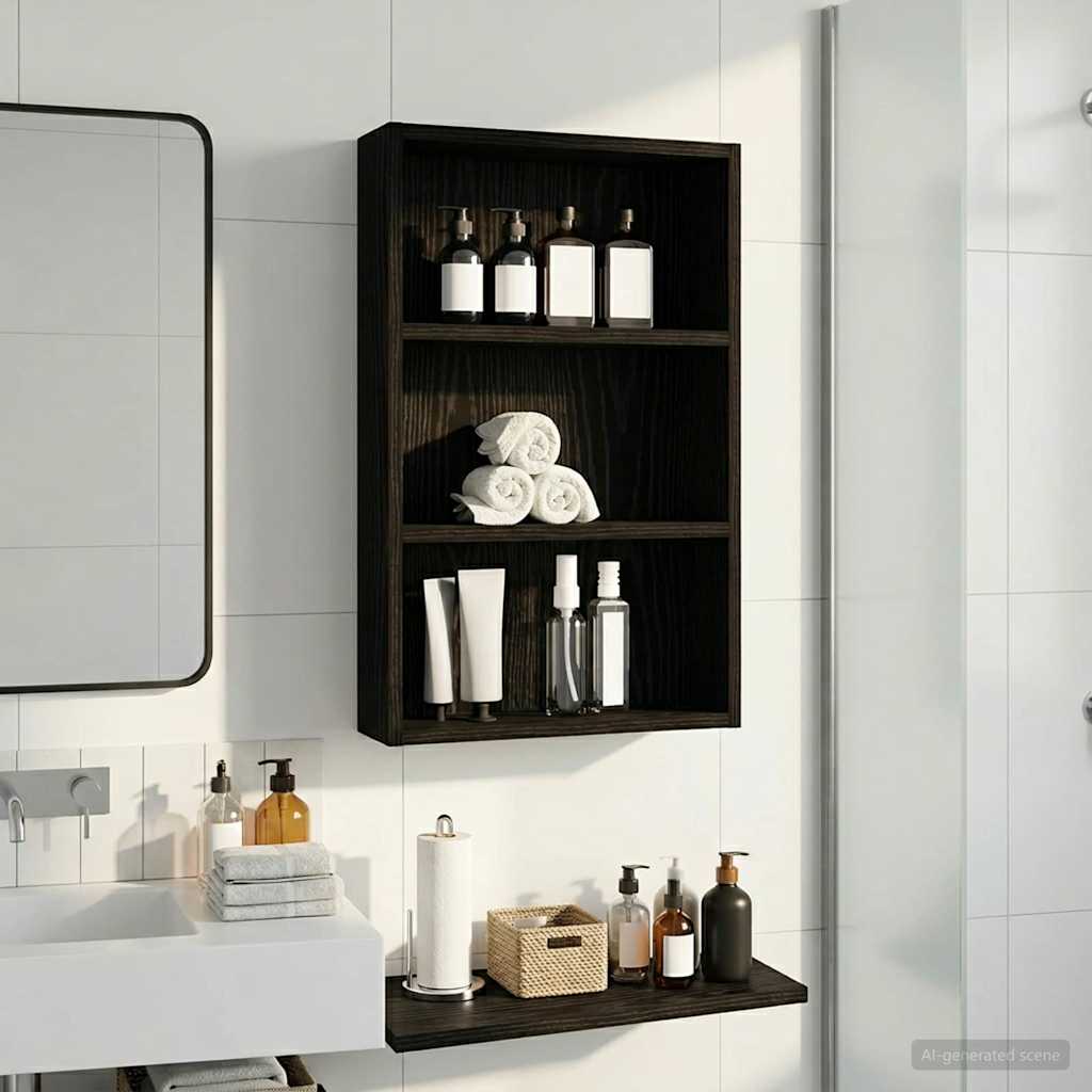 Bathroom Wall Cabinet Black Oak 40 x 10 x 60.5 cm
