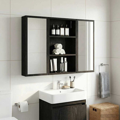 Bathroom Wall Cabinet Black Oak 40 x 10 x 60.5 cm