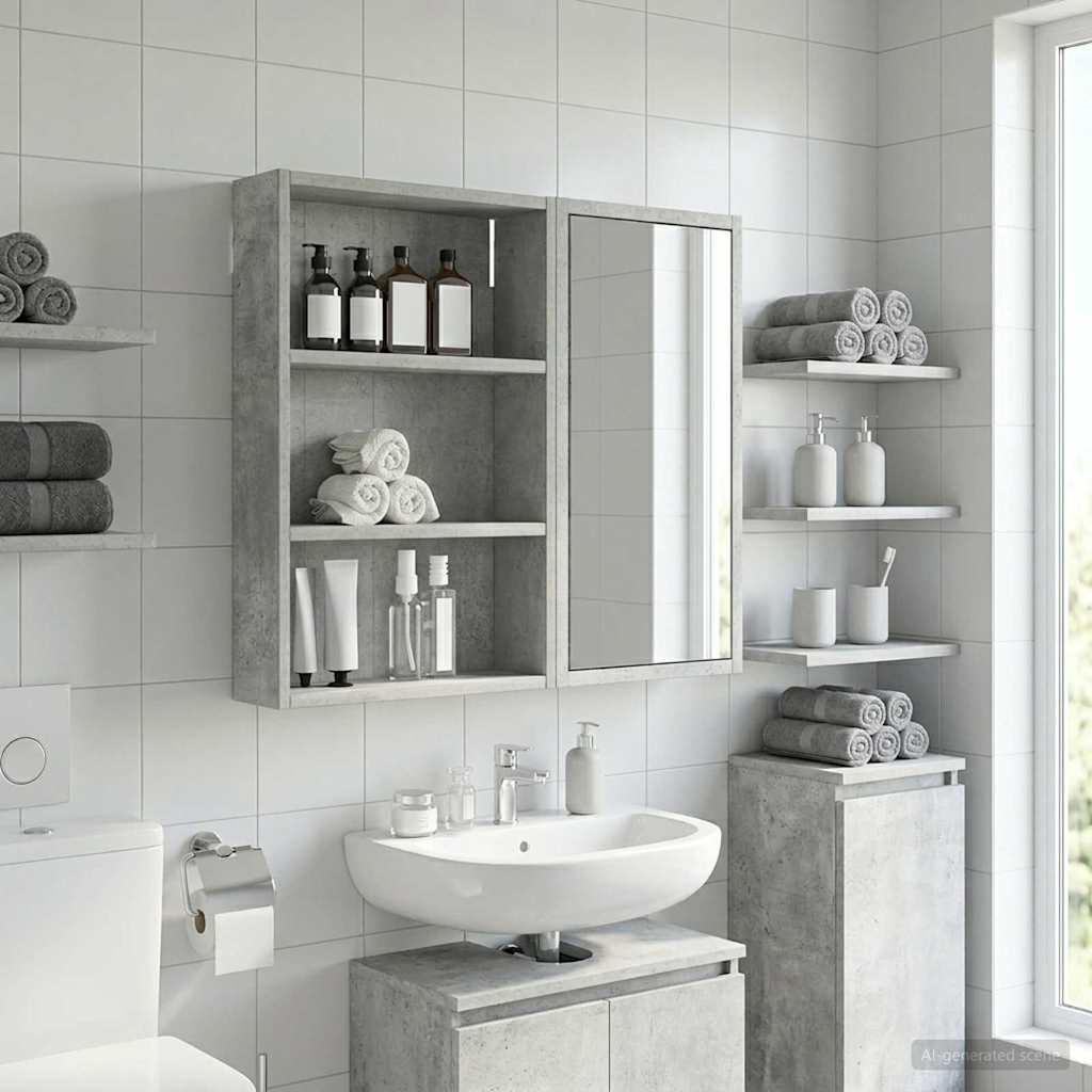 Bathroom Wall Cabinet Concrete Grey 40 x 10 x 60.5 cm