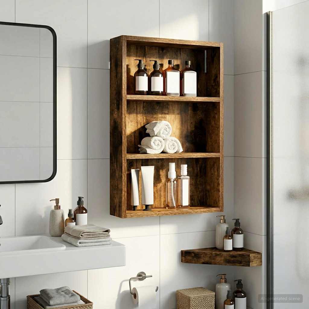 Bathroom Wall Cabinet Smoked Oak 40 x 10 x 60.5 cm