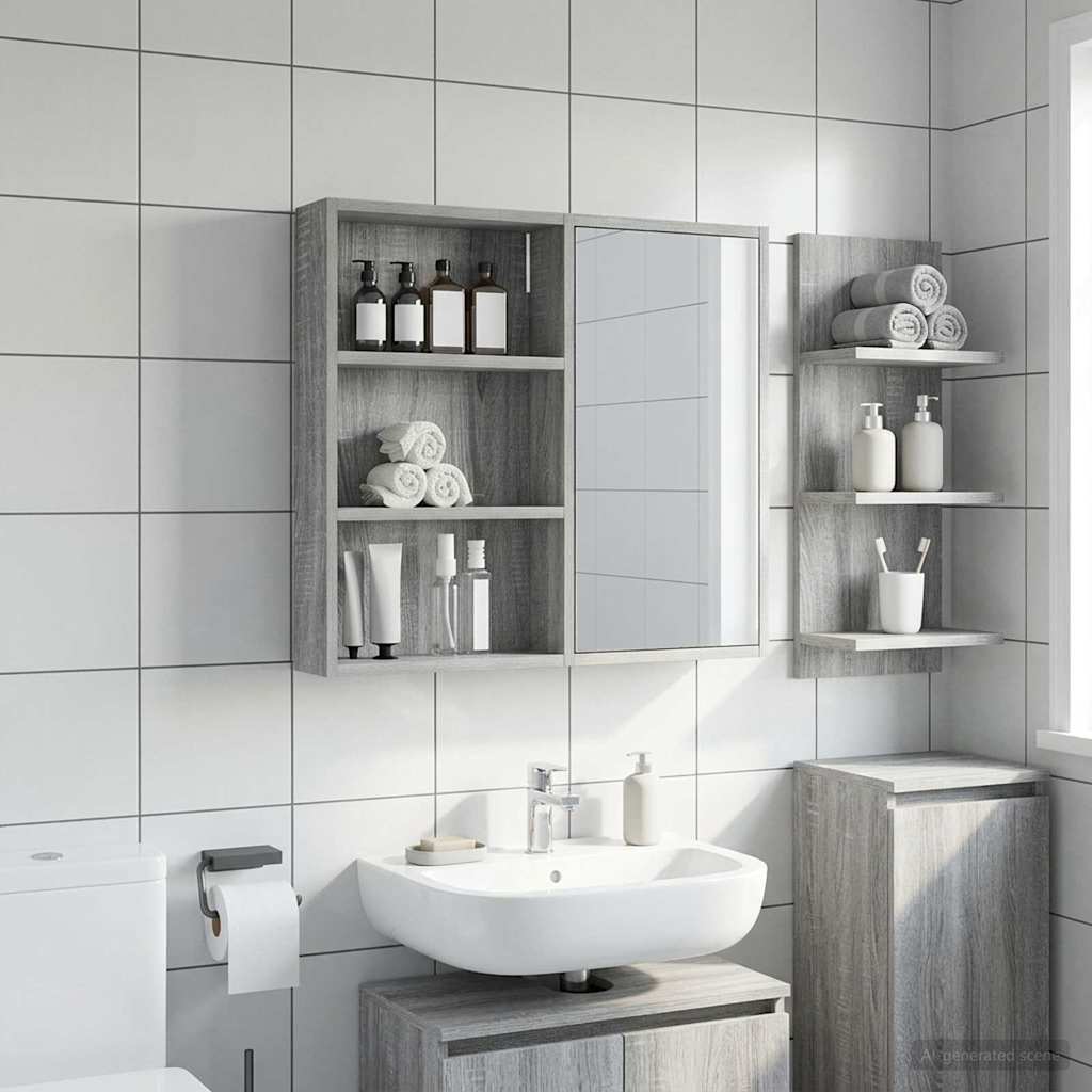 Bathroom Wall Cabinet Grey Sonoma 40 x 10 x 60.5 cm