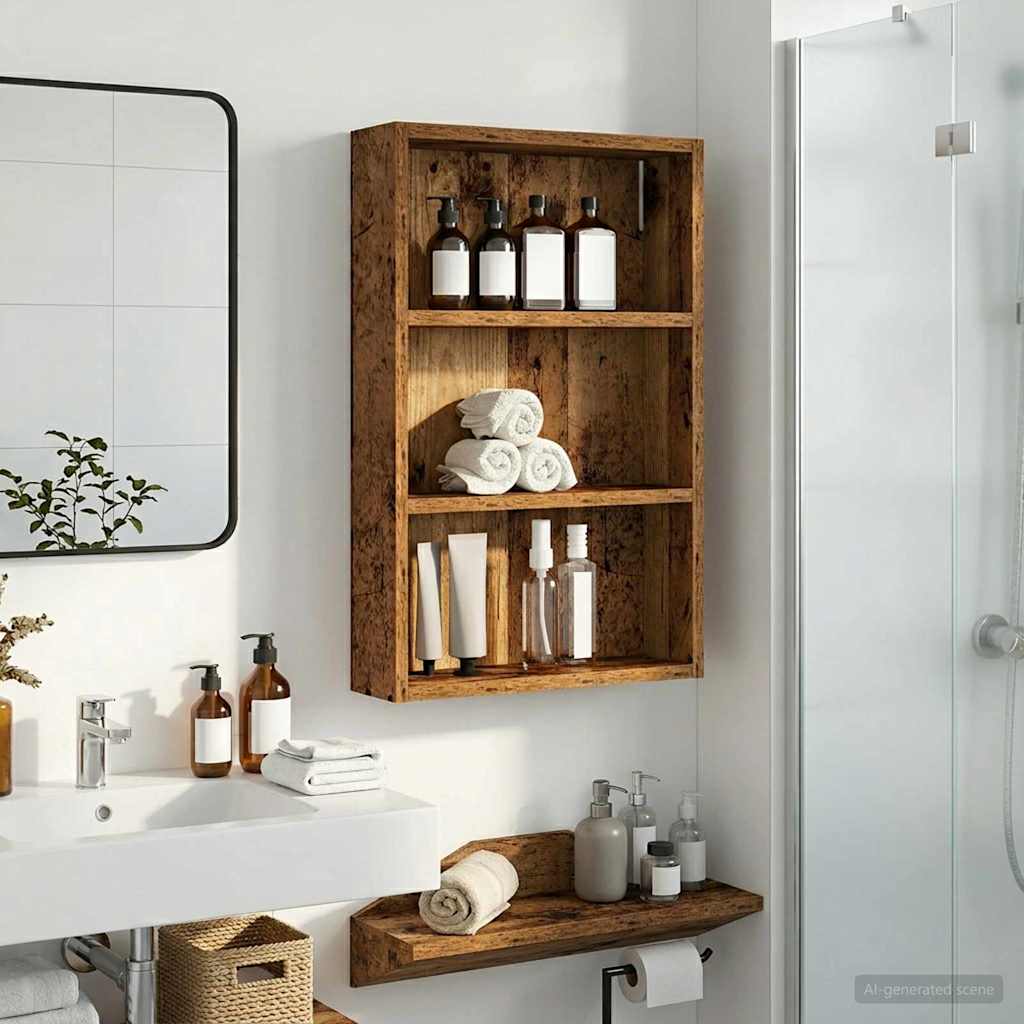 Bathroom Wall Cabinet with Shelf Old Wood 40 x 10 x 60.5 cm