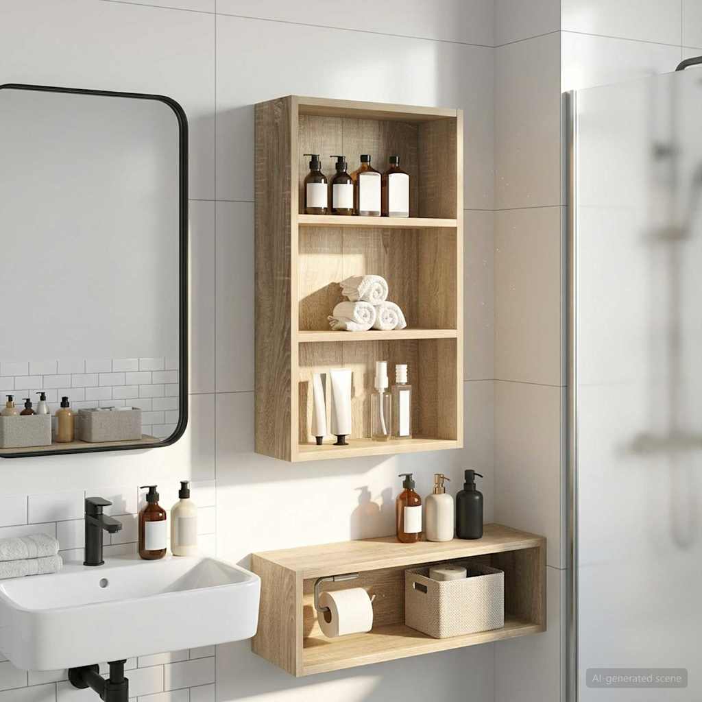 Bathroom Wall Cabinet with Shelf Sonoma Oak 40 x 14 x 70 cm