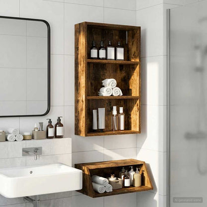 Bathroom Wall Cabinet Smoked Oak 40 x 14 x 70 cm