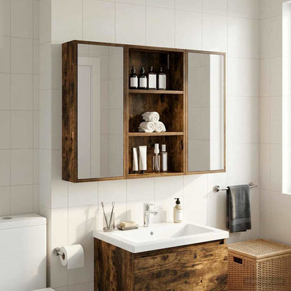 Bathroom Wall Cabinet Smoked Oak 40 x 14 x 70 cm