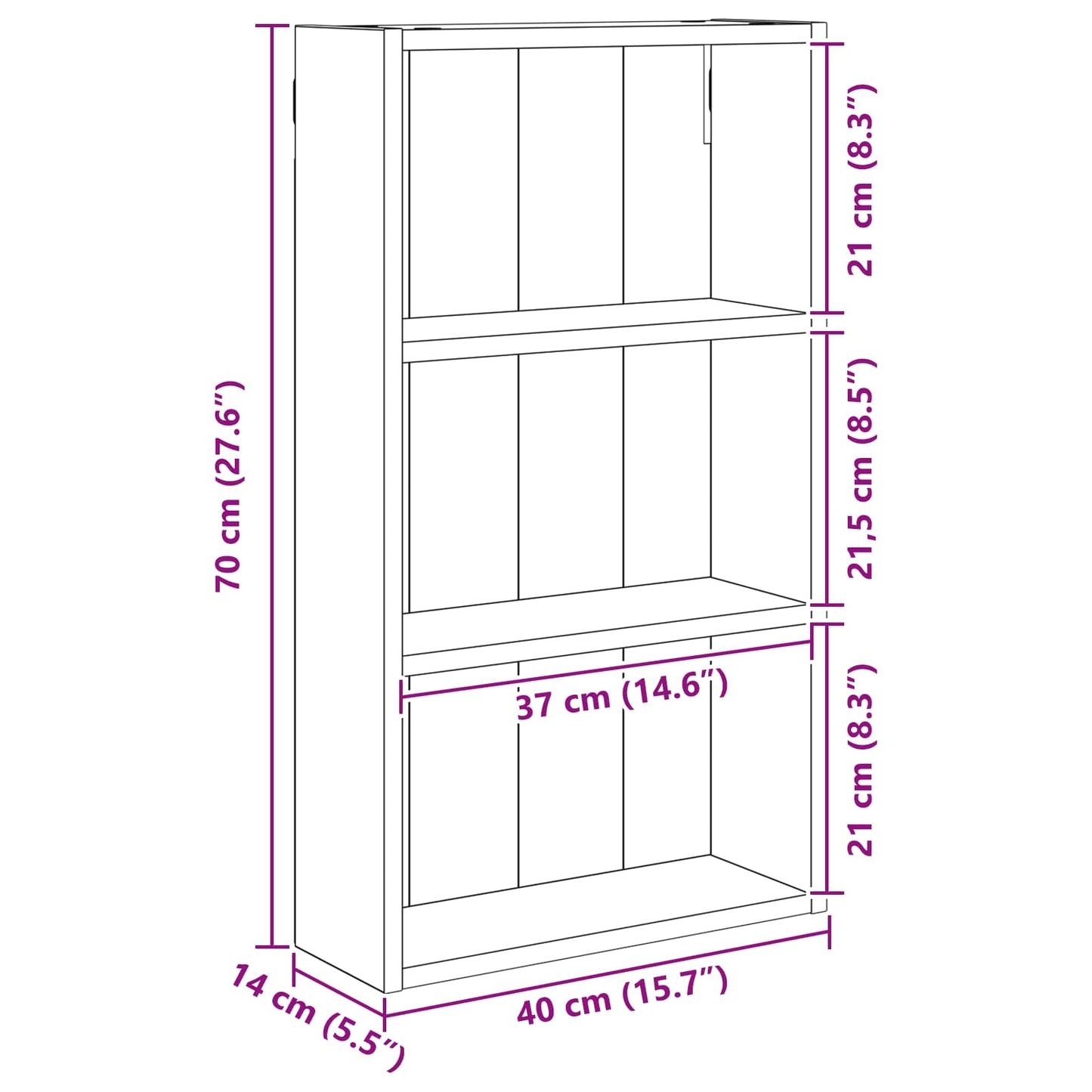 Bathroom Wall Cabinet Smoked Oak 40 x 14 x 70 cm