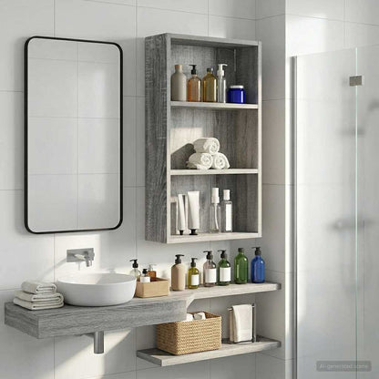 Bathroom Wall Cabinet Grey Sonoma 40 x 14 x 70 cm