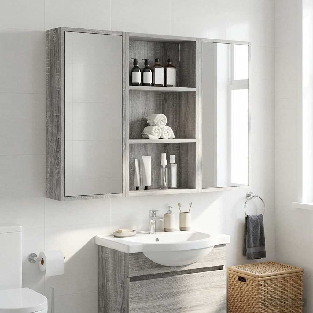 Bathroom Wall Cabinet Grey Sonoma 40 x 14 x 70 cm