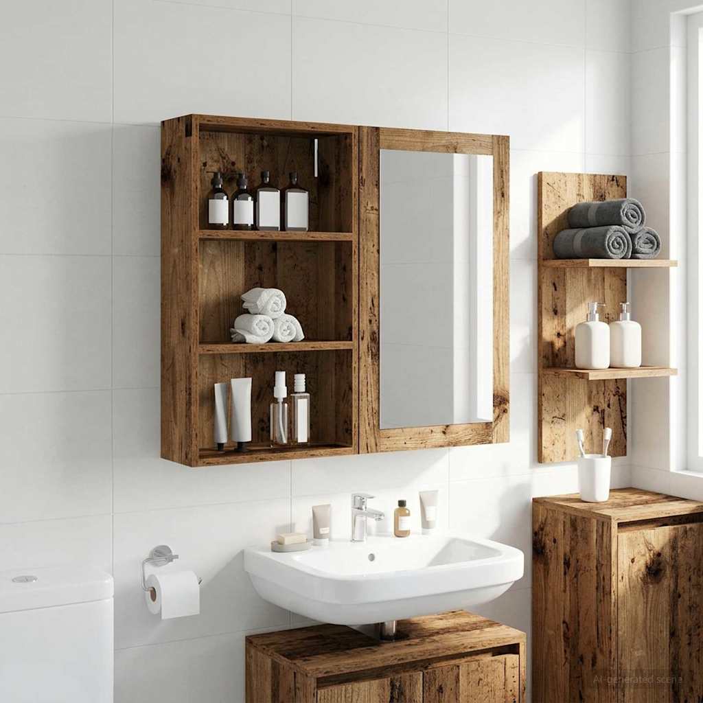 Bathroom Wall Cabinet Old Wood 40 x 14 x 70 cm Engineered wood