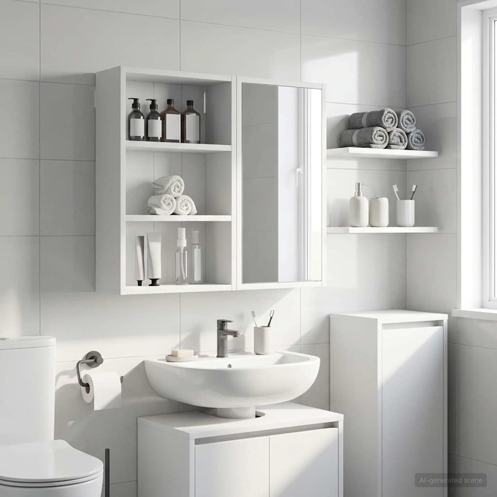 Bathroom Wall Cabinet White 40 x 16 x 62.5 cm Engineered wood