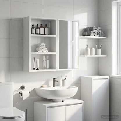 Bathroom Wall Cabinet White 40 x 16 x 62.5 cm Engineered wood