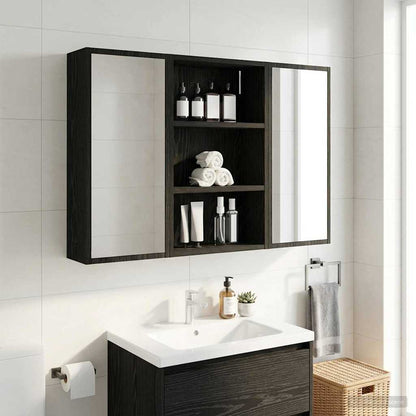 Bathroom Wall Cabinet Black Oak 40 x 16 x 62.5 cm