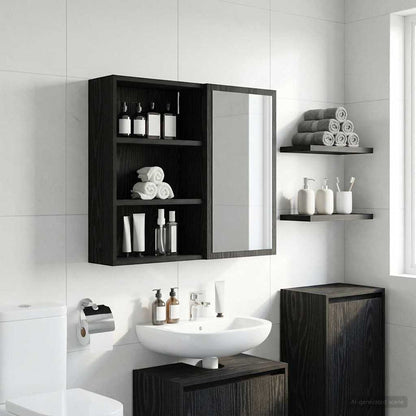 Bathroom Wall Cabinet Black Oak 40 x 16 x 62.5 cm