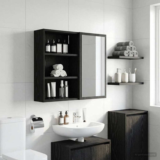 Bathroom Wall Cabinet Black Oak 40 x 16 x 62.5 cm