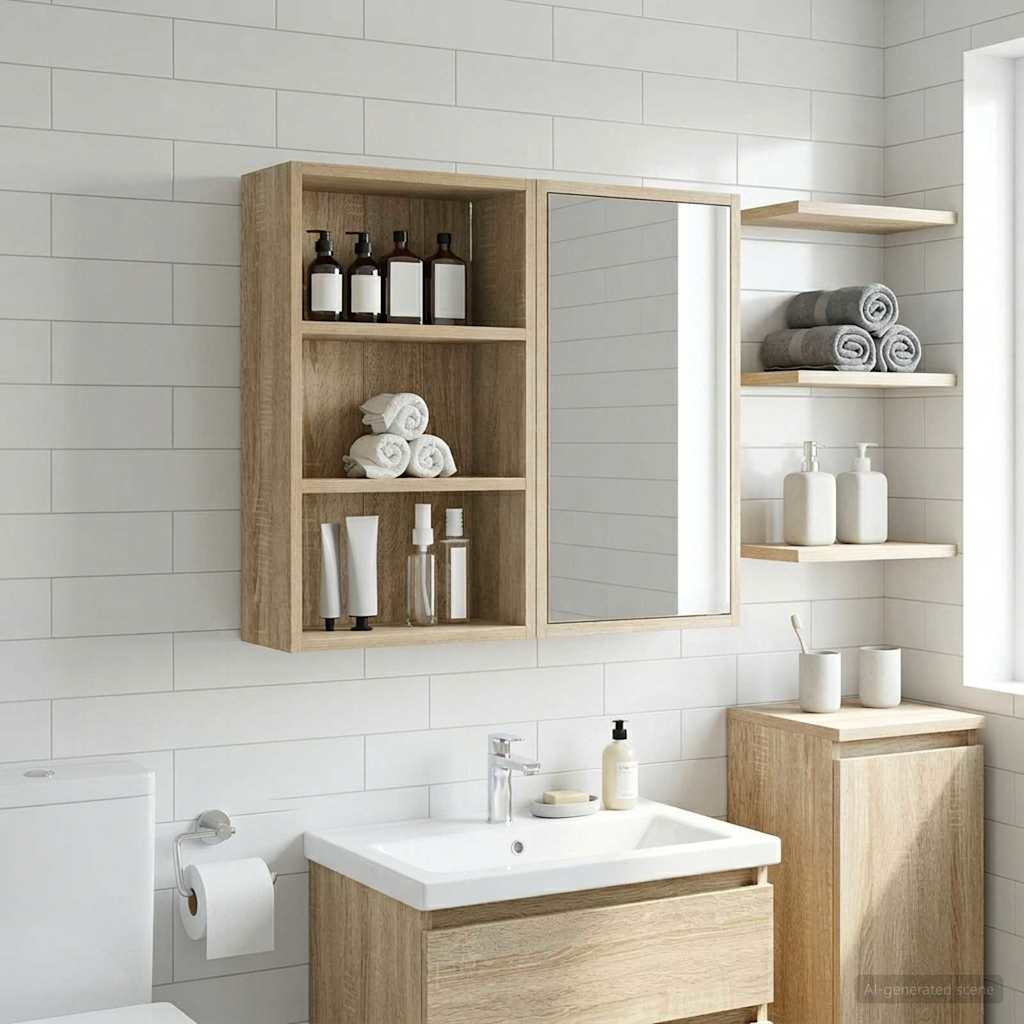 Bathroom Wall Cabinet with Shelf Sonoma Oak 40 x 16 x 62.5 cm