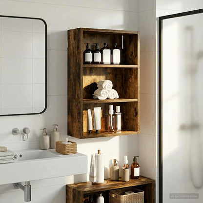 Bathroom Wall Cabinet with Shelf Smoked Oak 40 x 16 x 62.5 cm