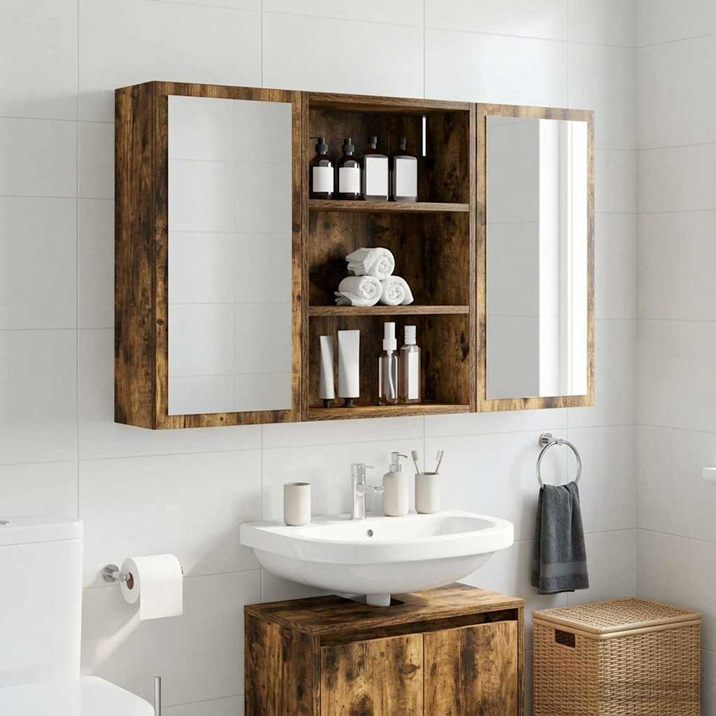 Bathroom Wall Cabinet Smoked Oak 40 x 16 x 62.5 cm
