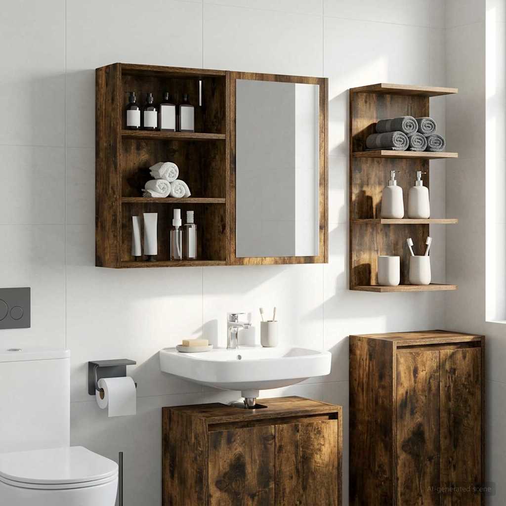 Bathroom Wall Cabinet Smoked Oak 40 x 16 x 62.5 cm