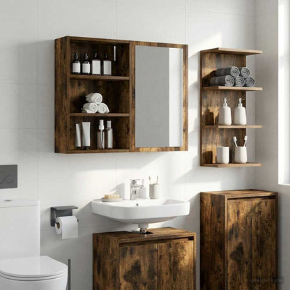 Bathroom Wall Cabinet Smoked Oak 40 x 16 x 62.5 cm
