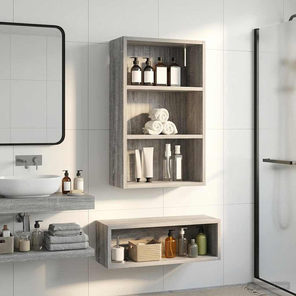 Bathroom Wall Cabinet Grey Sonoma 40 x 16 x 62.5 cm