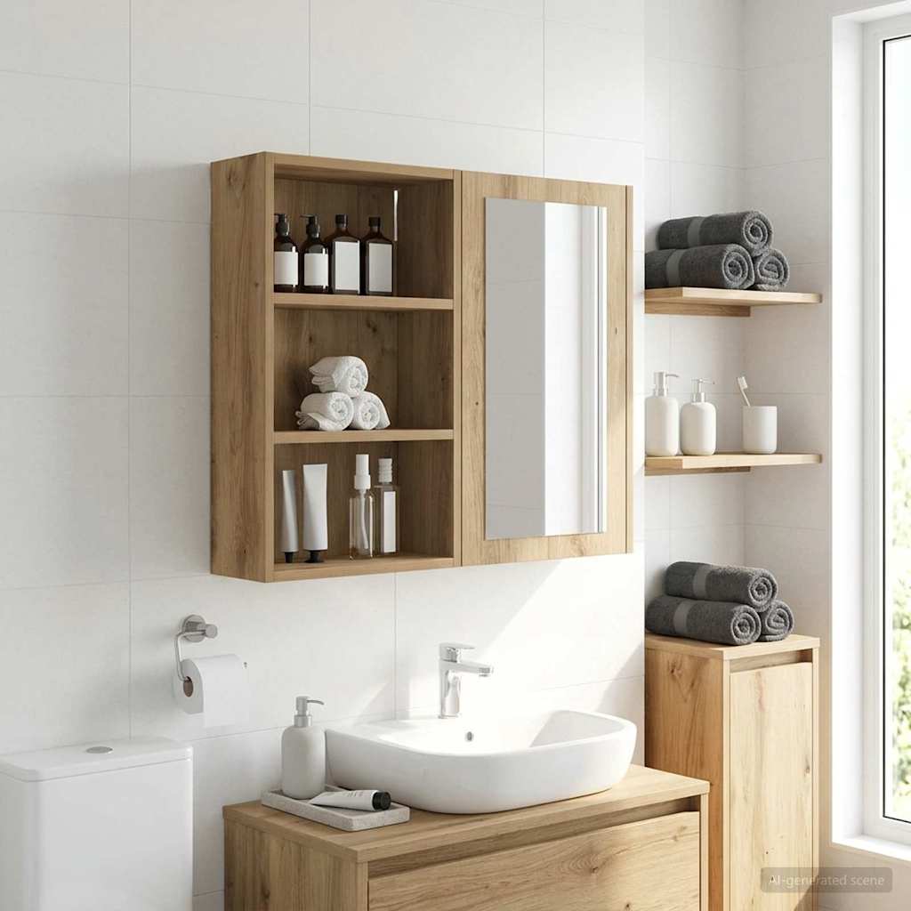 Bathroom Wall Cabinet with Shelf Artisan Oak 40 x 16 x 62.5 cm