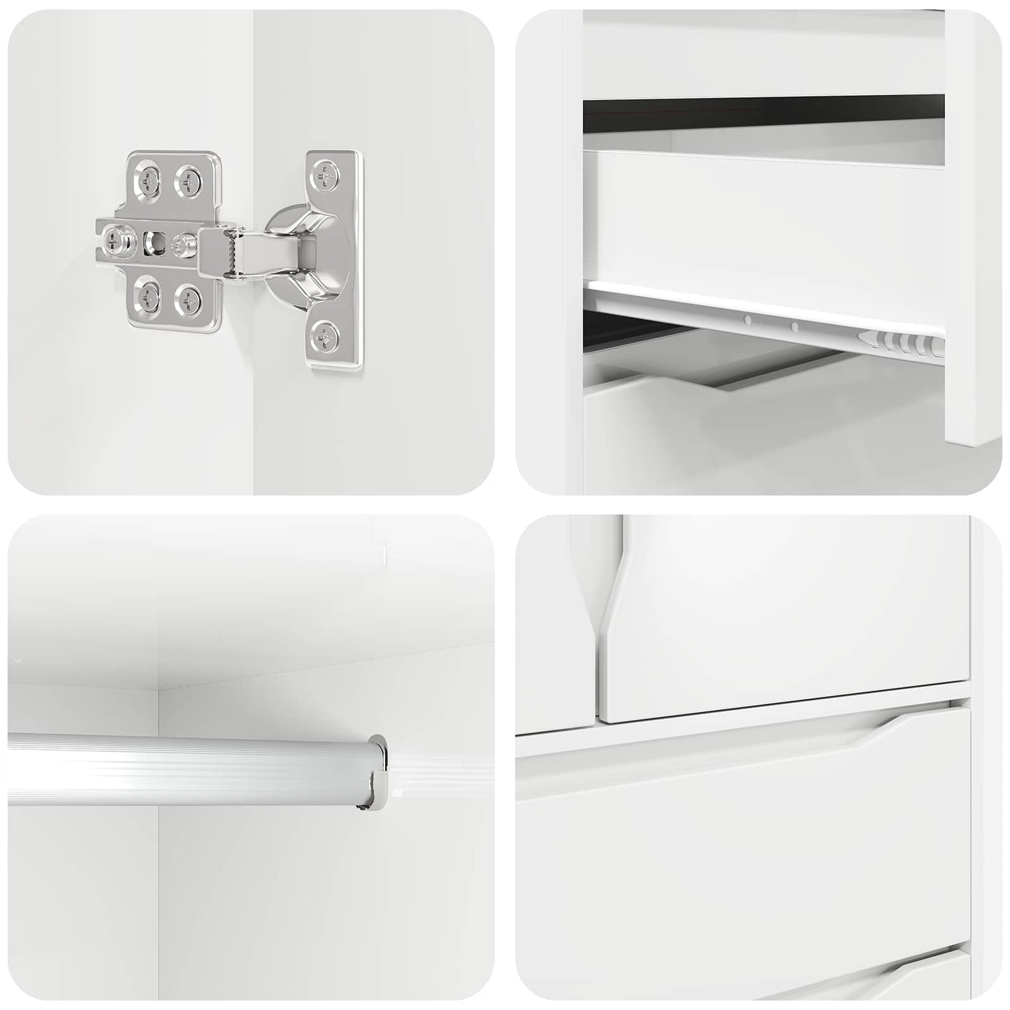 Wardrobe with Drawer White 79.5 x 49 x 156 cm Engineered Wood