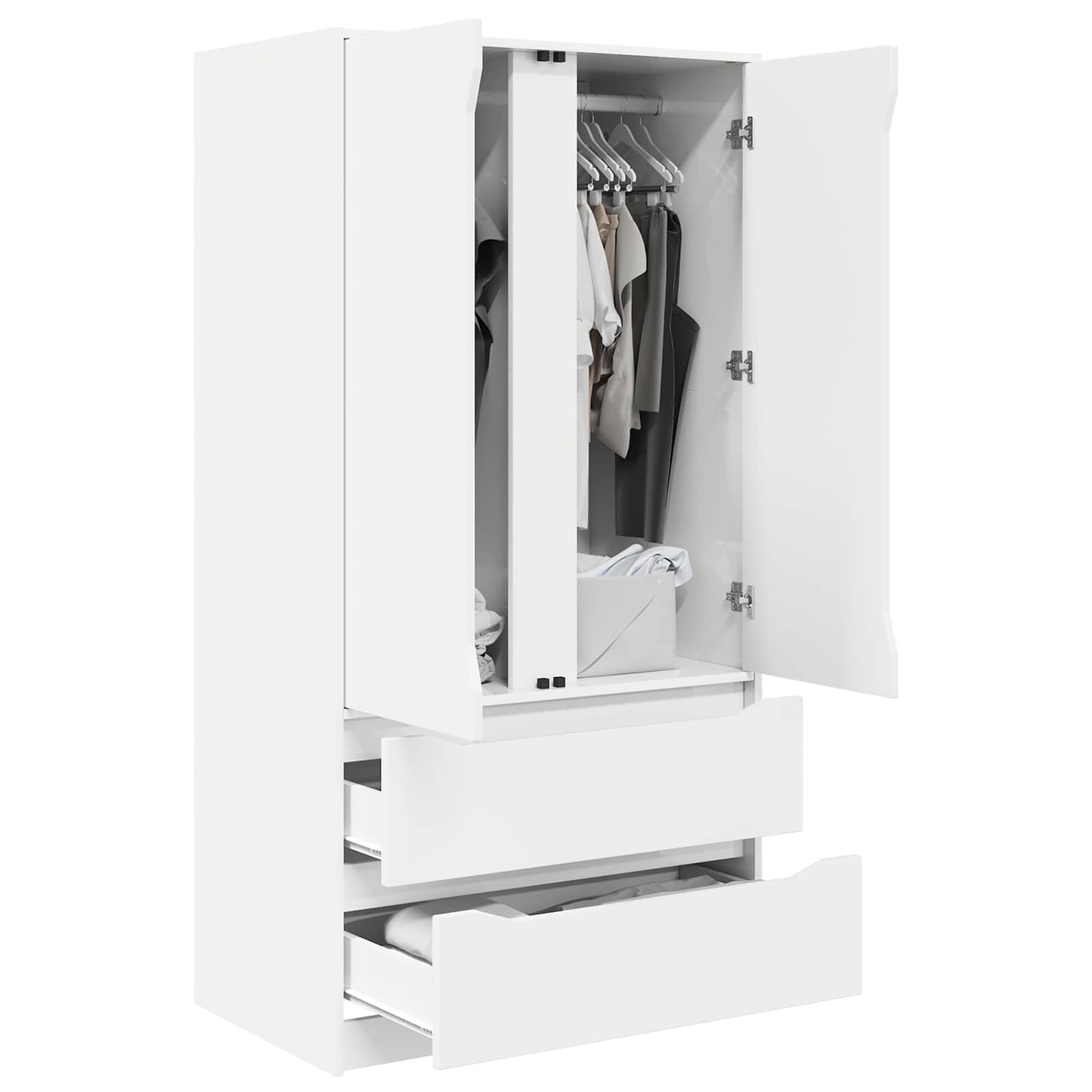Wardrobe with Drawer White 79.5 x 49 x 156 cm Engineered Wood