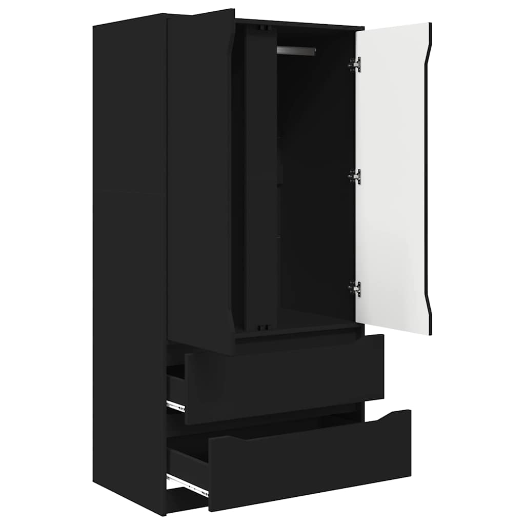 Wardrobe with Drawer Black 79.5 x 49 x 156 cm Engineered Wood