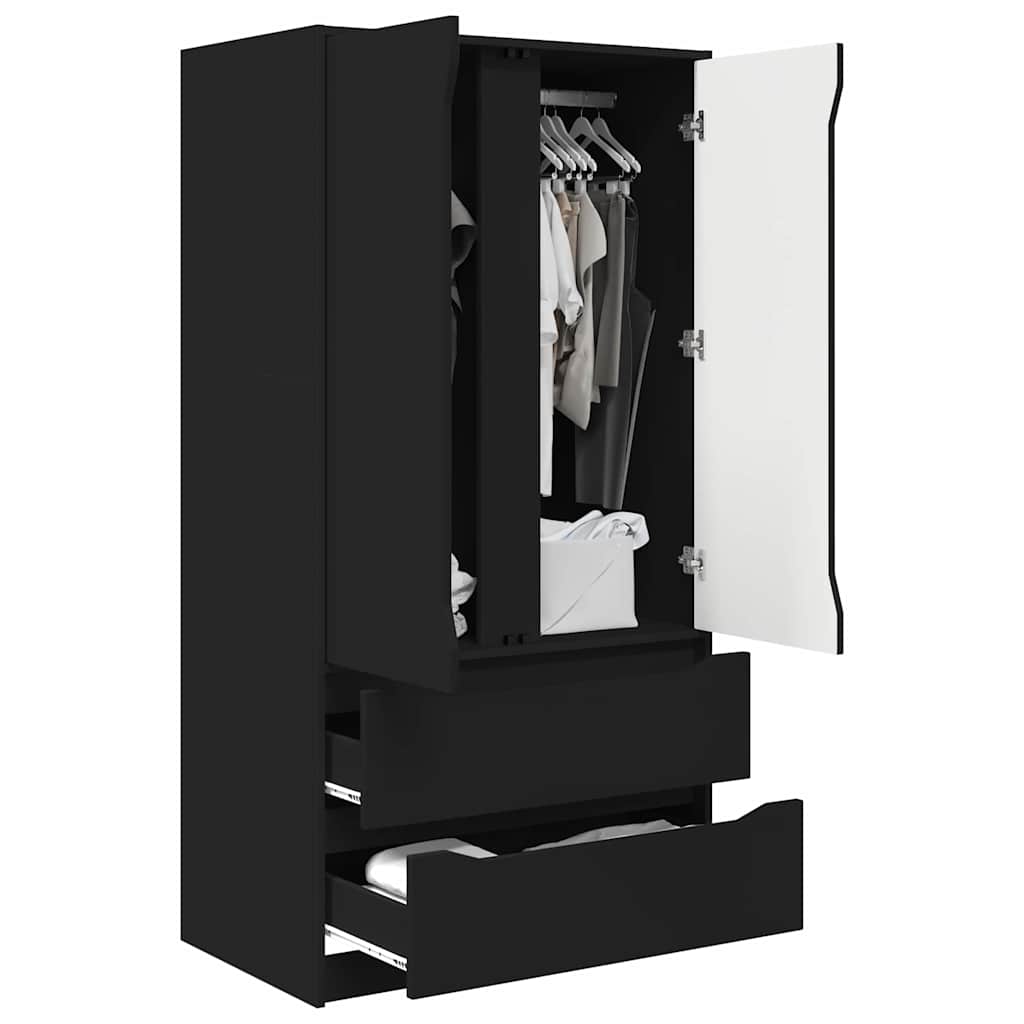 Wardrobe with Drawer Black 79.5 x 49 x 156 cm Engineered Wood