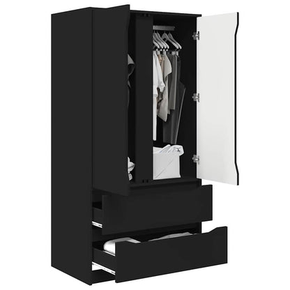 Wardrobe with Drawer Black 79.5 x 49 x 156 cm Engineered Wood