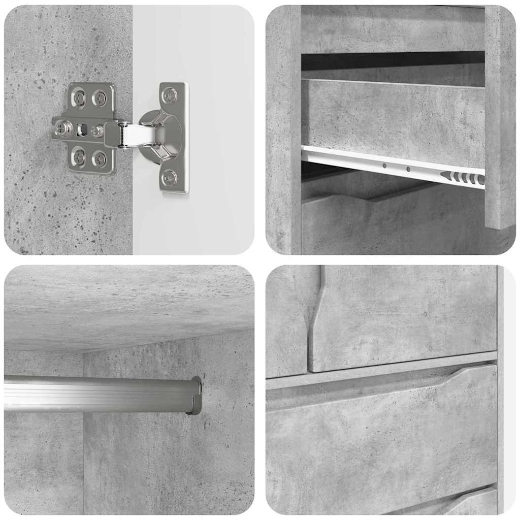 Wardrobe Concrete Grey 79.5 x 49 x 156 cm Engineered Wood