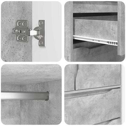 Wardrobe Concrete Grey 79.5 x 49 x 156 cm Engineered Wood