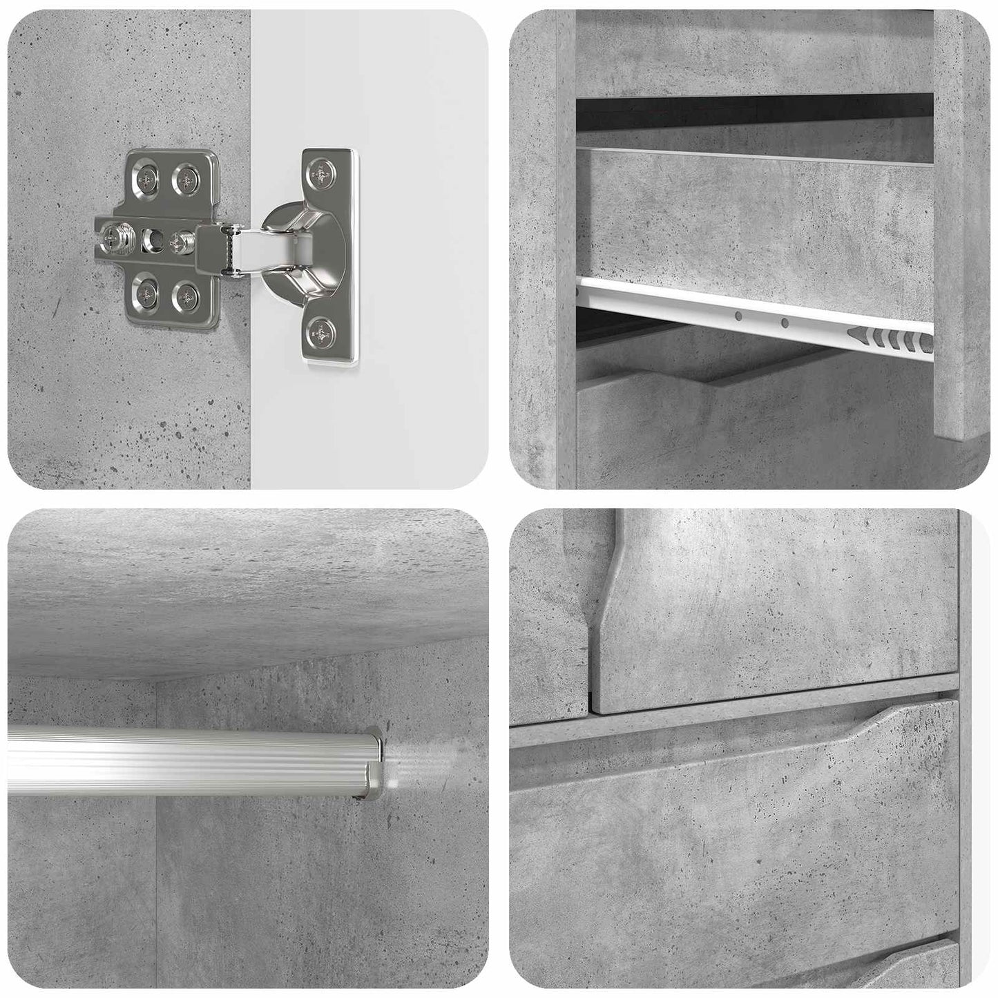 Wardrobe Concrete Grey 79.5 x 49 x 156 cm Engineered Wood