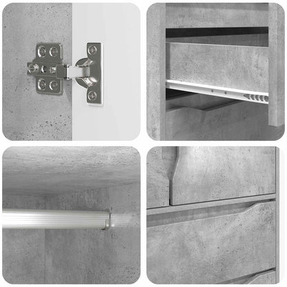 Wardrobe Concrete Grey 79.5 x 49 x 156 cm Engineered Wood