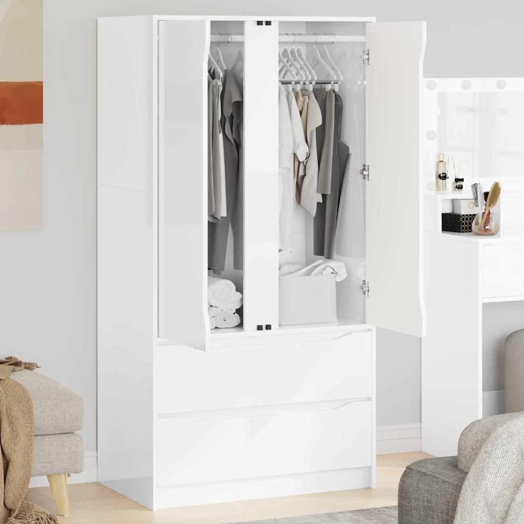 Wardrobe High Gloss White 79.5 x 49 x 156 cm Engineered Wood
