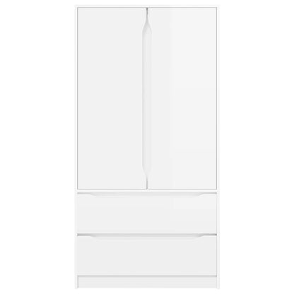 Wardrobe High Gloss White 79.5 x 49 x 156 cm Engineered Wood