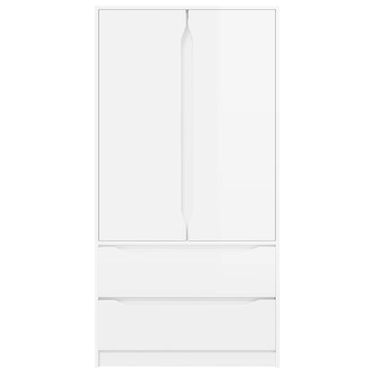 Wardrobe High Gloss White 79.5 x 49 x 156 cm Engineered Wood