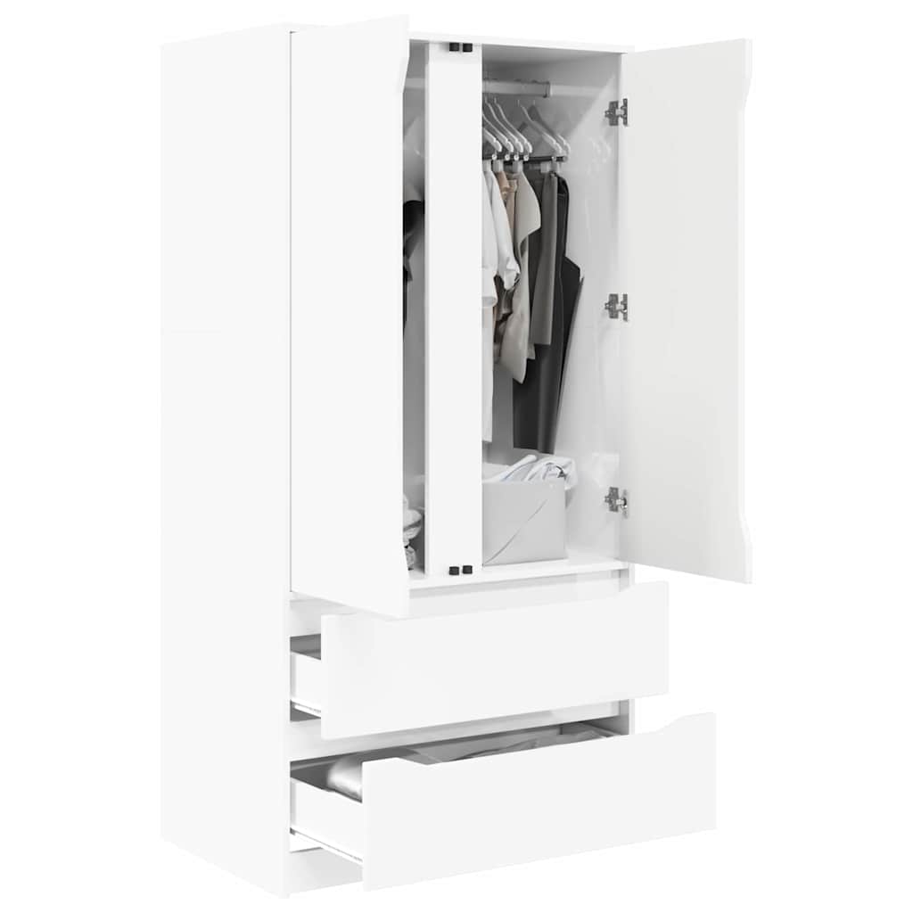 Wardrobe High Gloss White 79.5 x 49 x 156 cm Engineered Wood