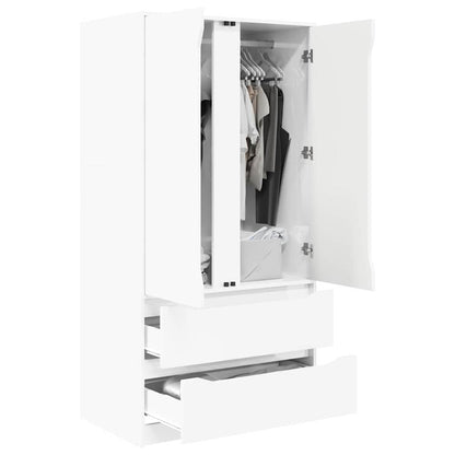 Wardrobe High Gloss White 79.5 x 49 x 156 cm Engineered Wood