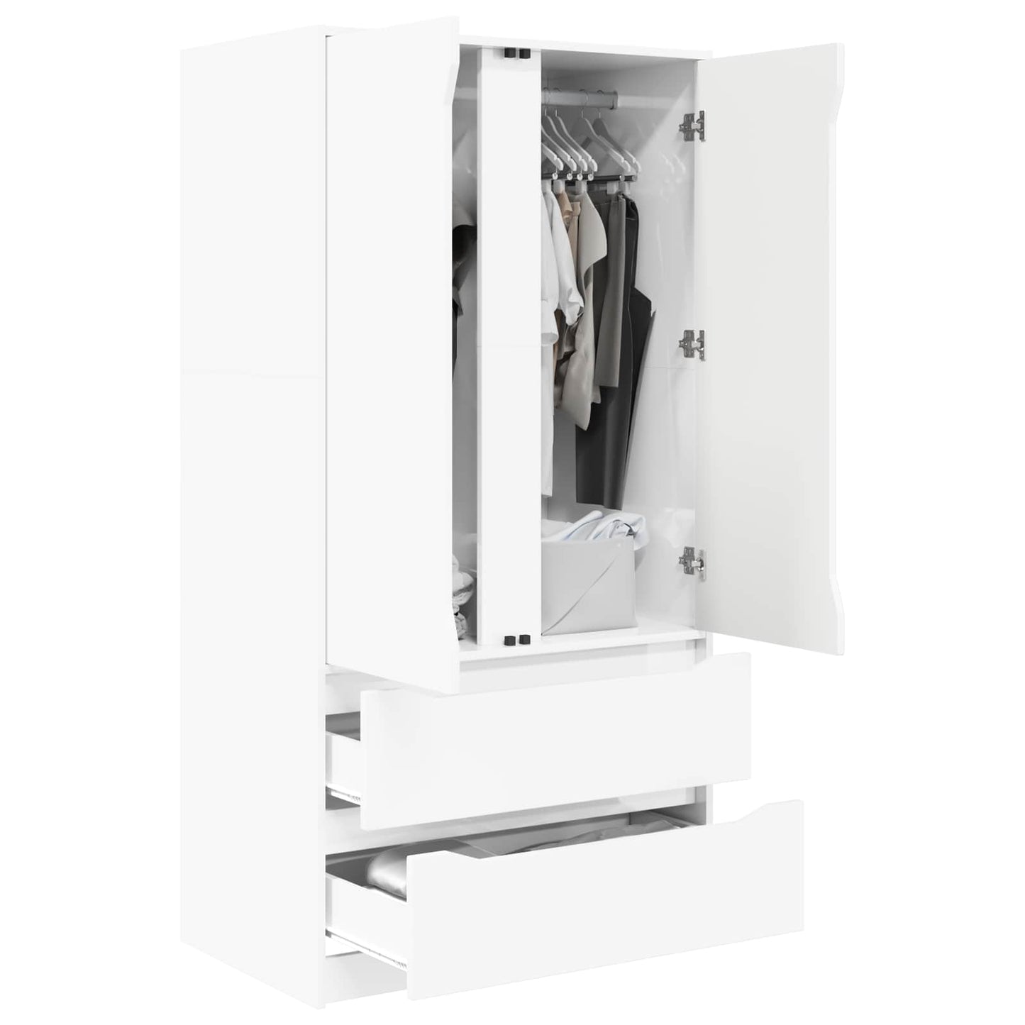 Wardrobe High Gloss White 79.5 x 49 x 156 cm Engineered Wood