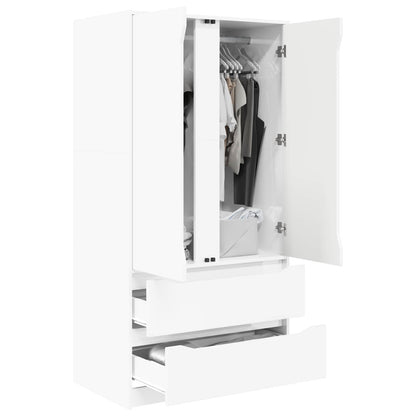 Wardrobe High Gloss White 79.5 x 49 x 156 cm Engineered Wood