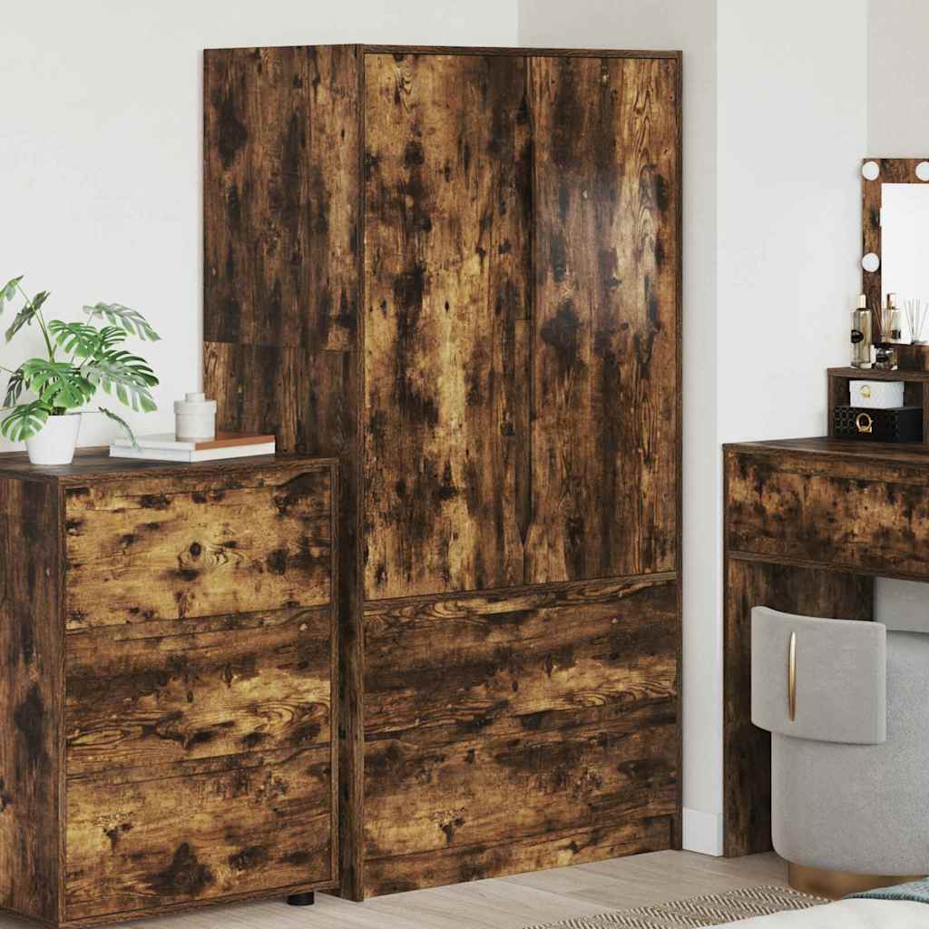 Wardrobe Manual Smoked Oak 79.5 x 49 x 156 cm Engineered Wood