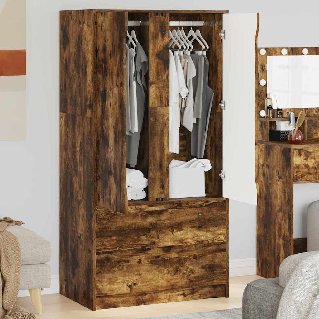Wardrobe Manual Smoked Oak 79.5 x 49 x 156 cm Engineered Wood