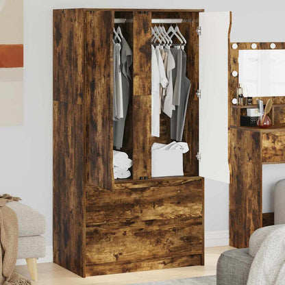 Wardrobe Manual Smoked Oak 79.5 x 49 x 156 cm Engineered Wood