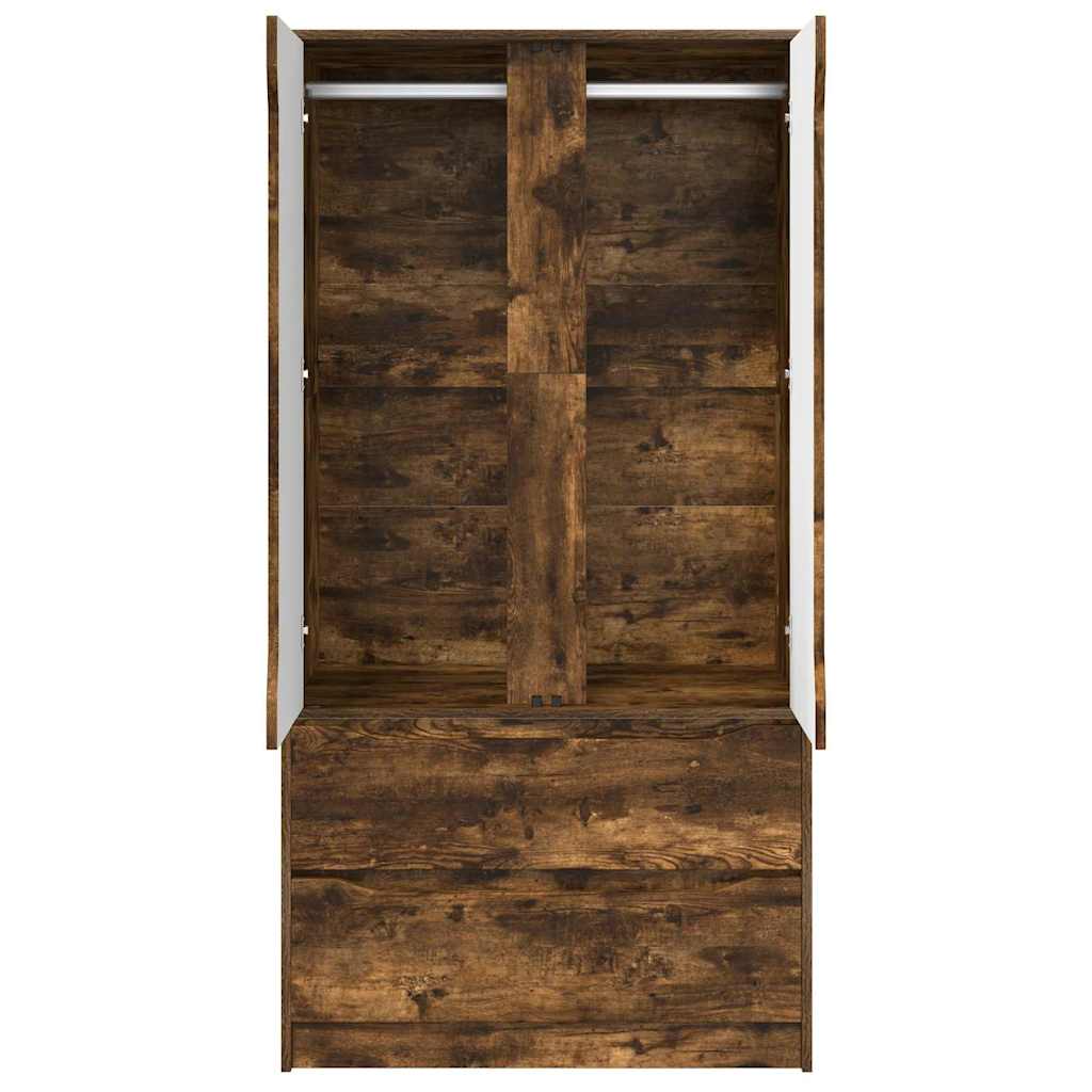 Wardrobe Manual Smoked Oak 79.5 x 49 x 156 cm Engineered Wood