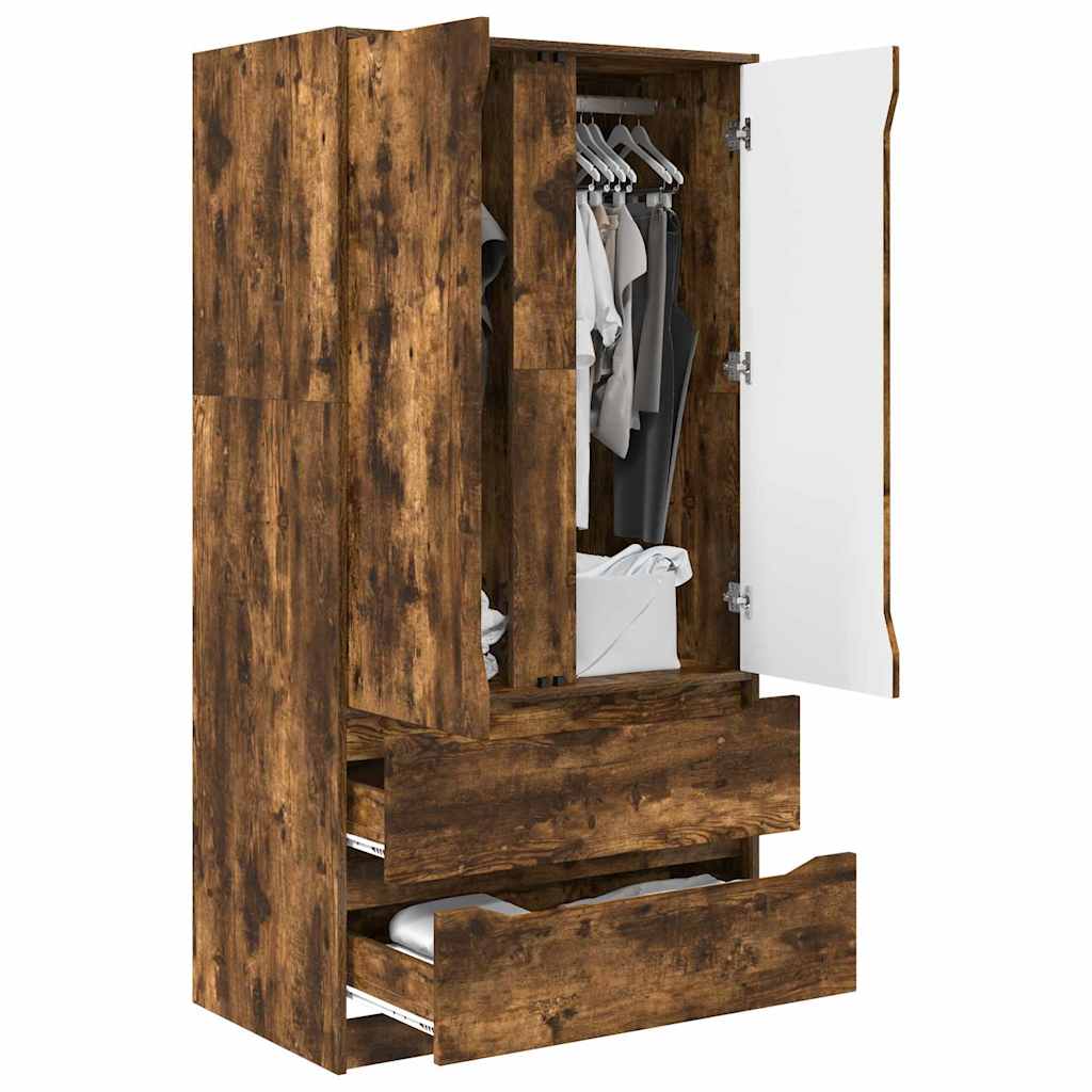Wardrobe Manual Smoked Oak 79.5 x 49 x 156 cm Engineered Wood