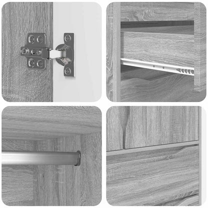 Wardrobe Manual Grey Sonoma 79.5 x 49 x 156 cm Engineered Wood