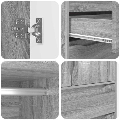 Wardrobe Manual Grey Sonoma 79.5 x 49 x 156 cm Engineered Wood