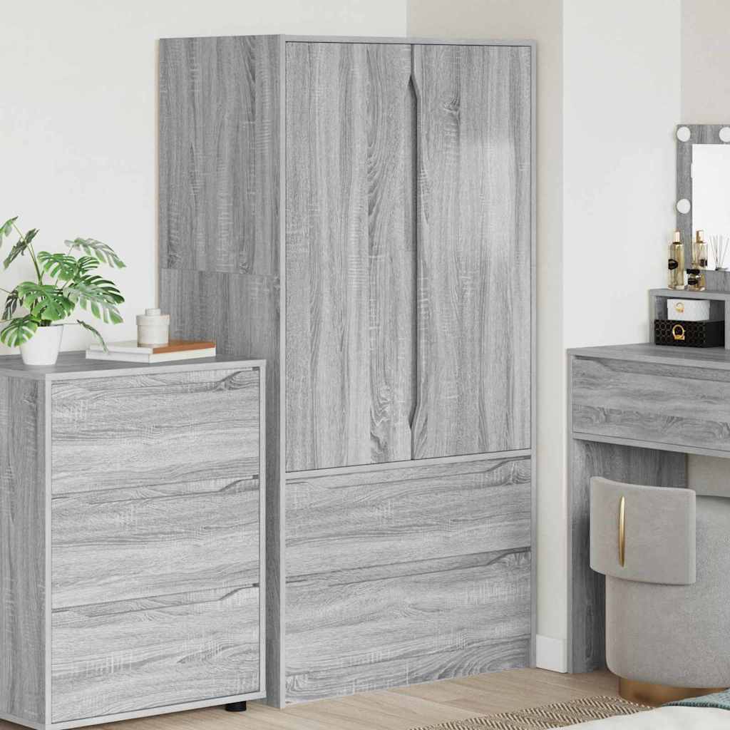 Wardrobe Manual Grey Sonoma 79.5 x 49 x 156 cm Engineered Wood