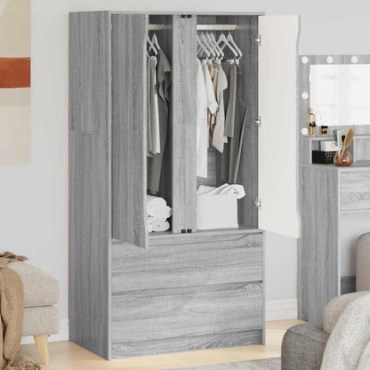 Wardrobe Manual Grey Sonoma 79.5 x 49 x 156 cm Engineered Wood